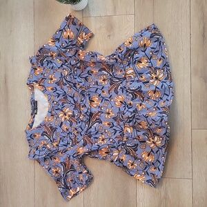 Zara Floral Print Women's Top - Blue and Orange l free